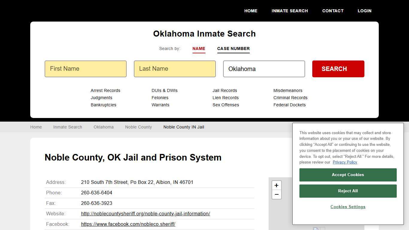 Noble County IN Jail Inmate Records Search, Oklahoma - StateCourts